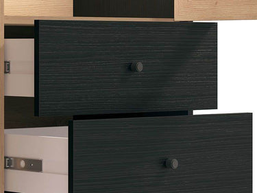 Clifton Slatted Artisan Oak Effect and Black Display Cabinet - Modern Storage Solution - UK Luxury Furniture